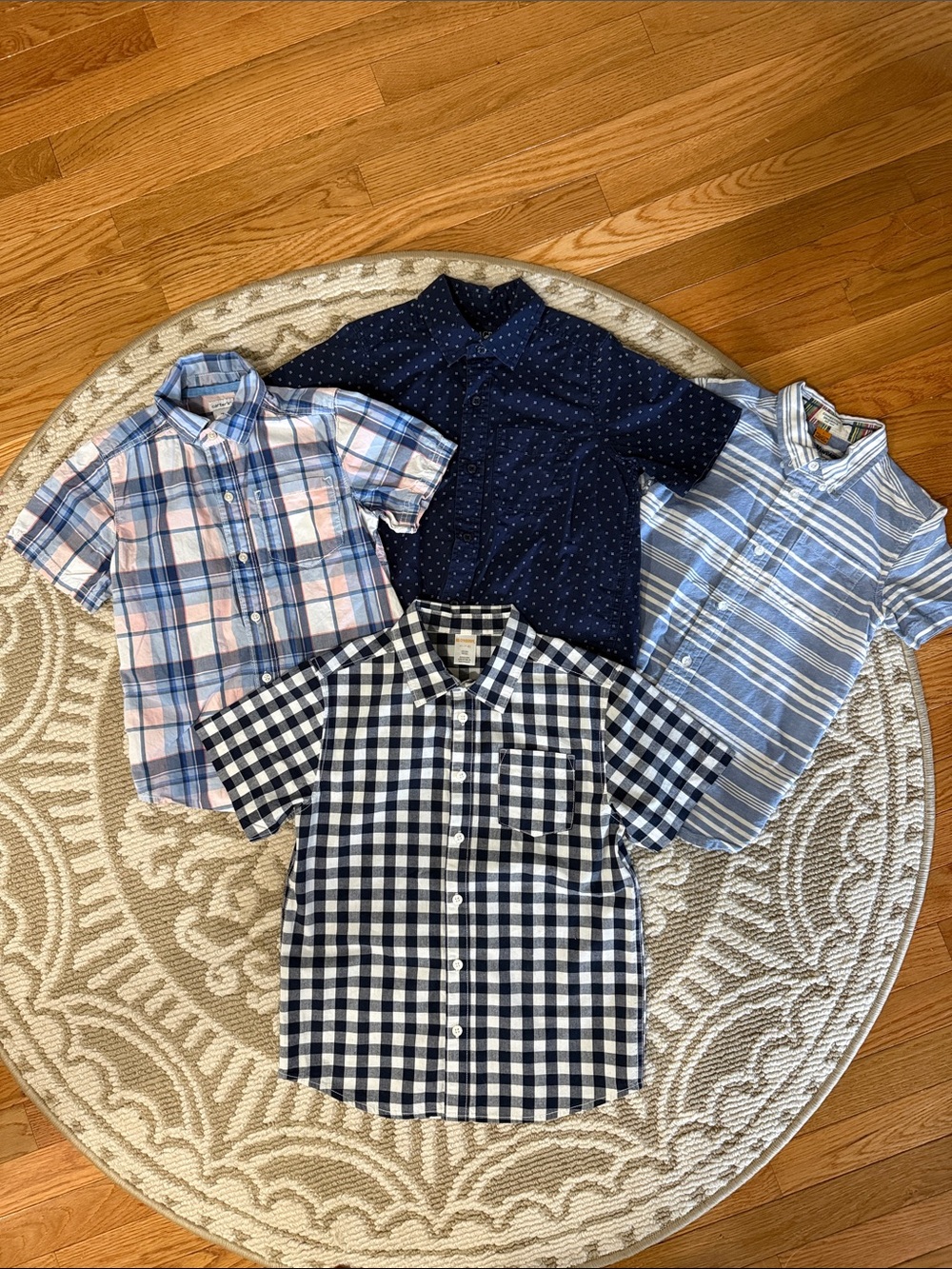 Kids Navy & Blue Plaid Short-Sleeve Button-Up Shirt - Brand Unspecified